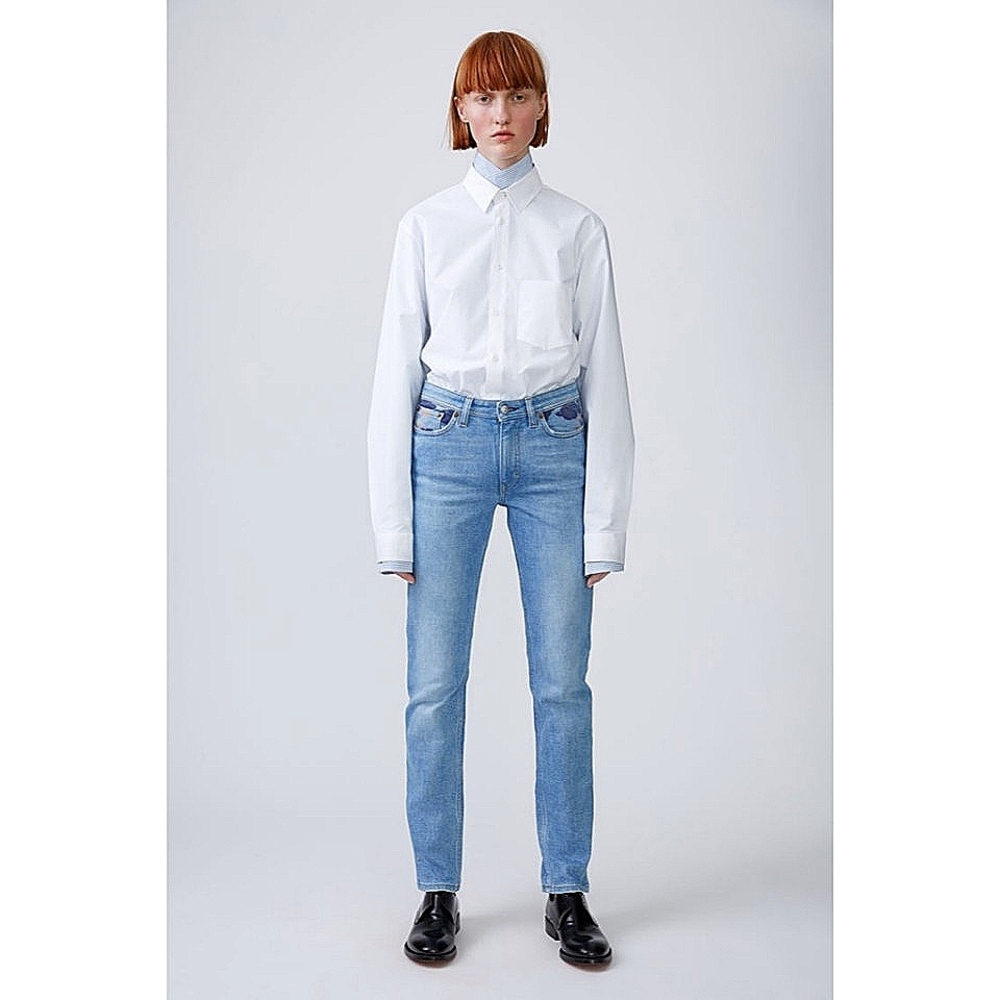 NWT Acne Studios Blå Konst Jeans Purple Cloud Print Straight Leg Stockholm NWT
